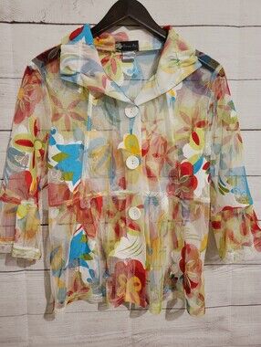 DAMEE MULTICOLORED MESH COVER UP JACKET TOP Small